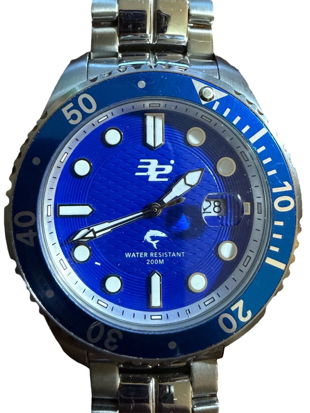 32 Degrees Blacktip Men's Diver Watch 46mm Blue Dial Quartz 200m